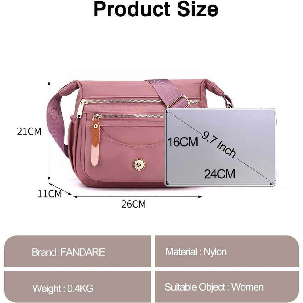 Women Crossbody Bag Light Nylon Small Shoulder Purse Travel Shopping - Picture 3 of 7